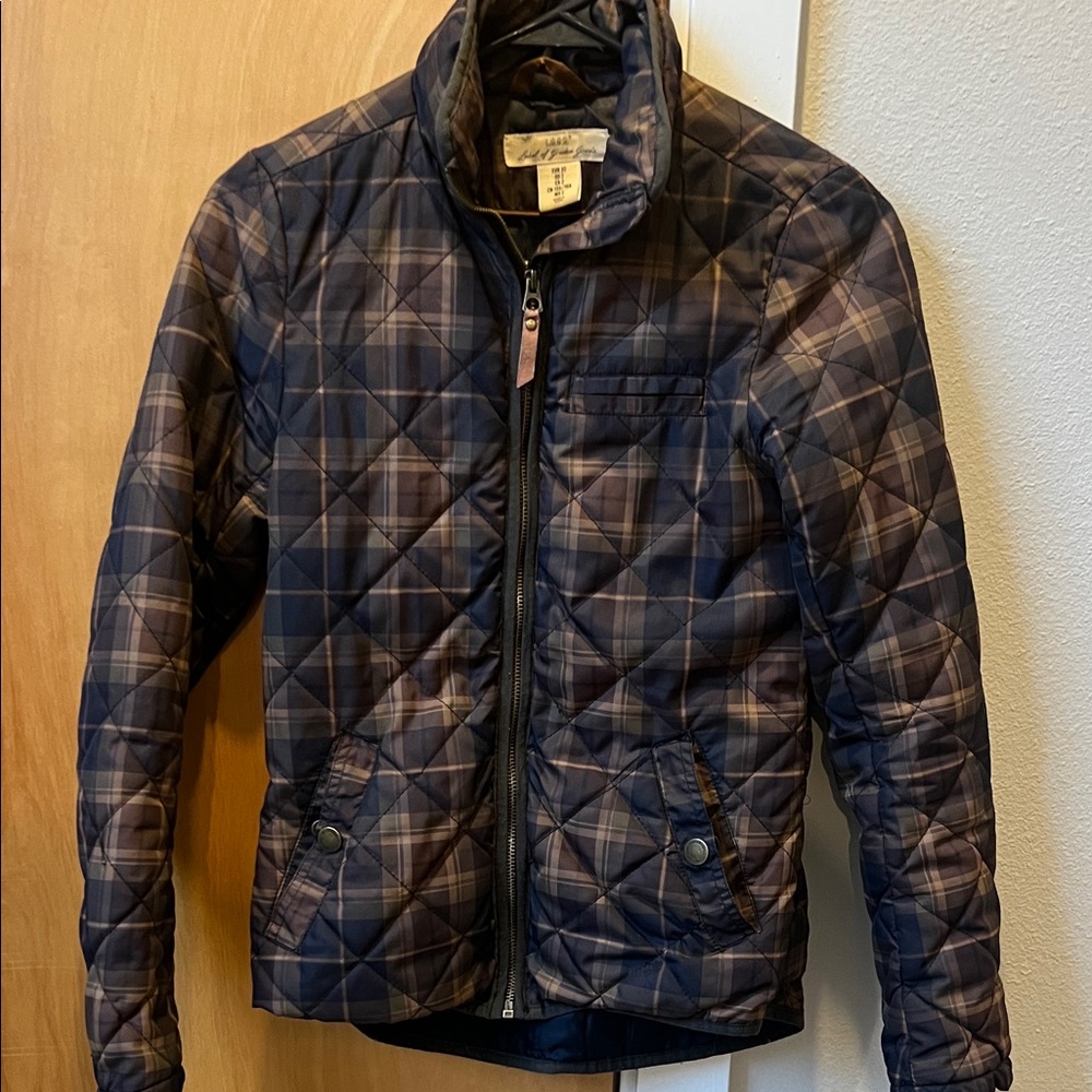 H&M Quilted Plaid Jacket - green and Brown